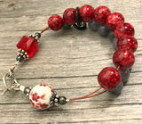 Red Flowers Abacus Knitting Row Counter Bracelet