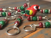 Red Parrot Stitch Marker Set , Stitch Markers - Jill's Beaded Knit Bits, Jill's Beaded Knit Bits
 - 2