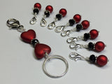 Red Heart Project Bag Lanyard & Stitch Markers , Stitch Markers - Jill's Beaded Knit Bits, Jill's Beaded Knit Bits
 - 2