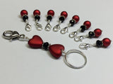 Red Heart Project Bag Lanyard & Stitch Markers , Stitch Markers - Jill's Beaded Knit Bits, Jill's Beaded Knit Bits
 - 1