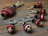 Red Wine Stripes Stitch Marker Holder Set , Stitch Markers - Jill's Beaded Knit Bits, Jill's Beaded Knit Bits
 - 5