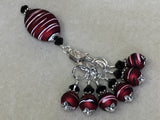 Red Wine Stripes Stitch Marker Holder Set , Stitch Markers - Jill's Beaded Knit Bits, Jill's Beaded Knit Bits
 - 7