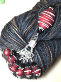 Red Wine Stripes Stitch Marker Holder Set , Stitch Markers - Jill's Beaded Knit Bits, Jill's Beaded Knit Bits
 - 3