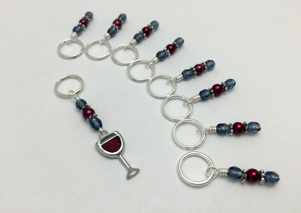 Red Wine Glass Stitch Marker Set , Stitch Markers - Jill's Beaded Knit Bits, Jill's Beaded Knit Bits
 - 1