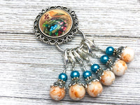 Removable Stitch Markers and Magnetic Holder- Robin's Eggs