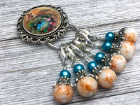 Removable Stitch Markers and Magnetic Holder- Robin's Eggs