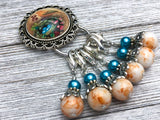 Removable Stitch Markers and Magnetic Holder- Robin's Eggs