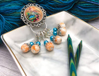 Removable Stitch Markers and Magnetic Holder- Robin's Eggs