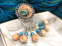 Removable Stitch Markers and Magnetic Holder- Robin's Eggs
