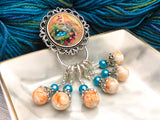 Removable Stitch Markers and Magnetic Holder- Robin's Eggs