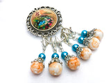 Removable Stitch Markers and Magnetic Holder- Robin's Eggs