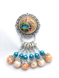 Removable Stitch Markers and Magnetic Holder- Robin's Eggs