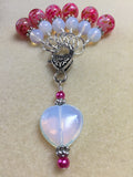 Sea Opal Heart Stitch Marker Holder with Pink Stitch Markers , Stitch Markers - Jill's Beaded Knit Bits, Jill's Beaded Knit Bits
 - 4