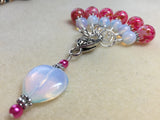 Sea Opal Heart Stitch Marker Holder with Pink Stitch Markers , Stitch Markers - Jill's Beaded Knit Bits, Jill's Beaded Knit Bits
 - 6