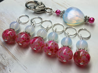 Sea Opal Heart Stitch Marker Holder with Pink Stitch Markers , Stitch Markers - Jill's Beaded Knit Bits, Jill's Beaded Knit Bits
 - 7