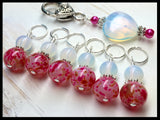 Sea Opal Heart Stitch Marker Holder with Pink Stitch Markers , Stitch Markers - Jill's Beaded Knit Bits, Jill's Beaded Knit Bits
 - 2