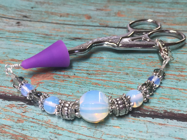 Sea Opal Beaded Lanyard- Scissor Fob Charm , Accessories - Jill's Beaded Knit Bits, Jill's Beaded Knit Bits
 - 1