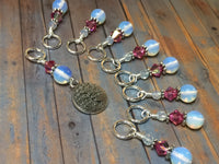 Sea Opal Tree of Life Stitch Marker Set