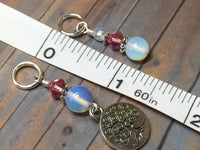 Sea Opal Tree of Life Stitch Marker Set