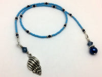 Blue Seashell Beaded Bookmark- Book Thong , Accessories - Jill's Beaded Knit Bits, Jill's Beaded Knit Bits
 - 2