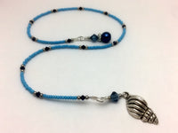 Blue Seashell Beaded Bookmark- Book Thong , Accessories - Jill's Beaded Knit Bits, Jill's Beaded Knit Bits
 - 1