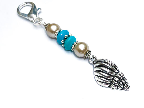 Beaded Seashell Zipper Pull Charm