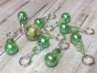 Shades of Green Stitch Marker Set , Stitch Markers - Jill's Beaded Knit Bits, Jill's Beaded Knit Bits
 - 6