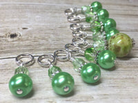 Shades of Green Stitch Marker Set , Stitch Markers - Jill's Beaded Knit Bits, Jill's Beaded Knit Bits
 - 8