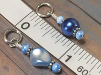 Simply Blue Pearl Stitch Marker Set , Stitch Markers - Jill's Beaded Knit Bits, Jill's Beaded Knit Bits
 - 4