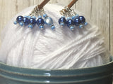 Simply Blue Pearl Stitch Marker Set , Stitch Markers - Jill's Beaded Knit Bits, Jill's Beaded Knit Bits
 - 6