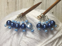 Simply Blue Pearl Stitch Marker Set , Stitch Markers - Jill's Beaded Knit Bits, Jill's Beaded Knit Bits
 - 2