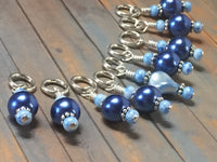Simply Blue Pearl Stitch Marker Set , Stitch Markers - Jill's Beaded Knit Bits, Jill's Beaded Knit Bits
 - 3
