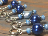 Simply Blue Pearl Stitch Marker Set , Stitch Markers - Jill's Beaded Knit Bits, Jill's Beaded Knit Bits
 - 8