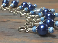 Simply Blue Pearl Stitch Marker Set , Stitch Markers - Jill's Beaded Knit Bits, Jill's Beaded Knit Bits
 - 5