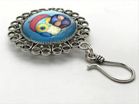 Magnetic Sister Owls Knitting Pin for Portuguese Knitting - ID Badge Holder