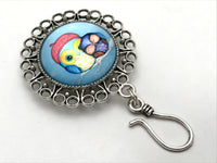 Magnetic Sister Owls Knitting Pin for Portuguese Knitting - ID Badge Holder