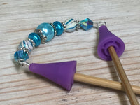 Beaded Stitch Holder Point Protector- Sky Blue , stitch holder - Jill's Beaded Knit Bits, Jill's Beaded Knit Bits
 - 1