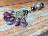 Smashed Grapes Purple Stitch Markers with Matching Clip Holder , Stitch Markers - Jill's Beaded Knit Bits, Jill's Beaded Knit Bits
 - 3
