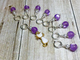 Snag Free Cat Stitch Marker Set- purple , Stitch Markers - Jill's Beaded Knit Bits, Jill's Beaded Knit Bits
 - 8