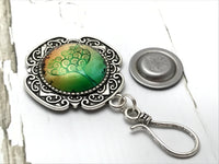 Lime Green Tree of Life Magnetic Knitting Pin for Portuguese Knitting