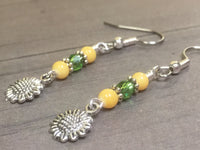 Sunflower Dangle Earrings , jewelry - Jill's Beaded Knit Bits, Jill's Beaded Knit Bits
 - 3