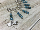 Teal Dragonfly Crochet Stitch Marker Set- Removable Clip On Markers , Stitch Markers - Jill's Beaded Knit Bits, Jill's Beaded Knit Bits
 - 3