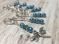 Teal Dragonfly Crochet Stitch Marker Set- Removable Clip On Markers , Stitch Markers - Jill's Beaded Knit Bits, Jill's Beaded Knit Bits
 - 1