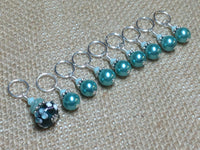 Teal Stitch Markers-Lamp Work Bead , Stitch Markers - Jill's Beaded Knit Bits, Jill's Beaded Knit Bits
 - 1