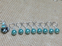 Teal Stitch Markers-Lamp Work Bead , Stitch Markers - Jill's Beaded Knit Bits, Jill's Beaded Knit Bits
 - 2