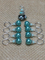 Teal Stitch Markers-Lamp Work Bead , Stitch Markers - Jill's Beaded Knit Bits, Jill's Beaded Knit Bits
 - 4