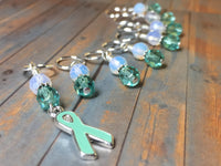 Teal Awareness Ribbon Stitch Marker Set- Ovarian Cancer , Stitch Markers - Jill's Beaded Knit Bits, Jill's Beaded Knit Bits
 - 4