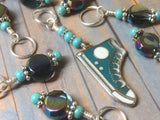 Teal Converse Sneaker Stitch Marker Set , Stitch Markers - Jill's Beaded Knit Bits, Jill's Beaded Knit Bits
 - 1