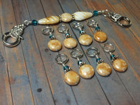 Knitting Bag Lanyard & Stitch Markers- Honey Teal Texture , Stitch Markers - Jill's Beaded Knit Bits, Jill's Beaded Knit Bits
 - 10