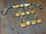 Knitting Bag Lanyard & Stitch Markers- Honey Teal Texture , Stitch Markers - Jill's Beaded Knit Bits, Jill's Beaded Knit Bits
 - 10